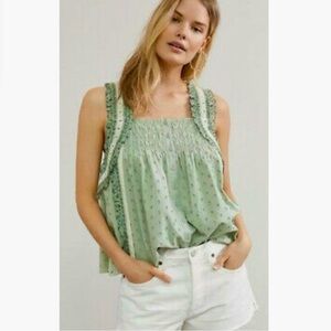 Anthropologie Forever That Girl Effie Eyelet Ruffled Tank Top Size Large